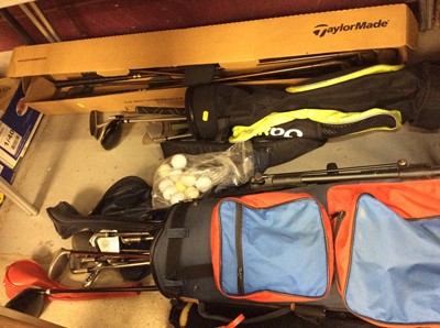 Lot 447 - Three sets of golf clubs (one child's) including Taylor Made, Hippo, etc