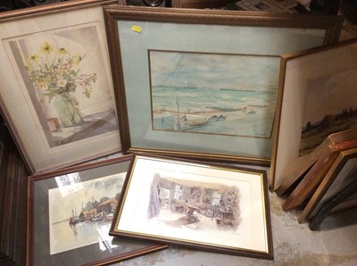 Lot 471 - Group of decorative pictures and prints including watercolour by Colin Clough, John Tookey signed print, others