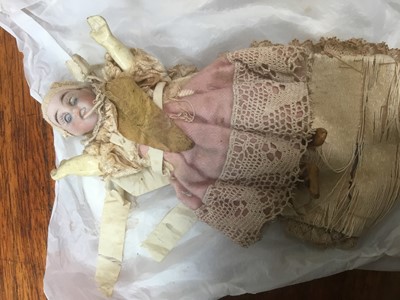 Lot 322 - Victorian bisque headed doll in original costume