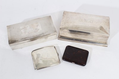 Lot 380 - Two 1920s silver cigarette boxes, a silver cigarette case and one other case.