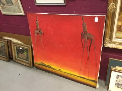 Lot 237 - After Salvador Dali, oil on canvas, elephants