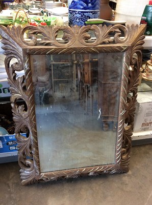 Lot 1065 - Pierced wooden framed wall mirror