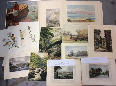 Lot 430 - Folio of watercolours, engravings and prints