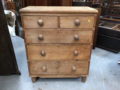 Lot 963 - Victorian pine chest of two short and three long drawers with bun handles 89 cm wide, 109 cm high