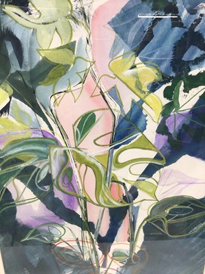 Lot 49 - Joyce Pallot (1912-2004) watercolour- Hot House Plants, signed, in glazed frame. 68cm x 46cm