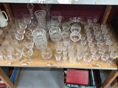 Lot 507 - Collection of mostly cut glassware, including Waterford and Stuart crystal (one shelf)