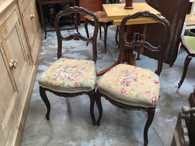 Lot 990 - Pair Victorian fine needlework upholstered side chairs