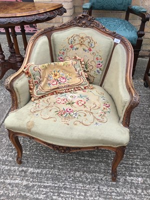 Lot 992 - Fine French needlework upholstered carved beech tub chair