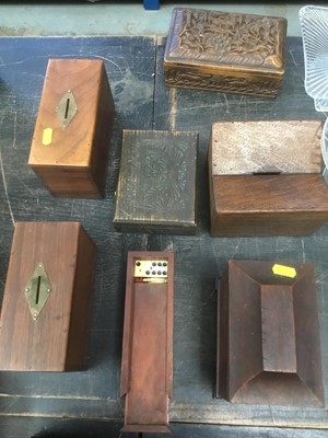 Lot 142 - Collection of wooden money boxes and other treen