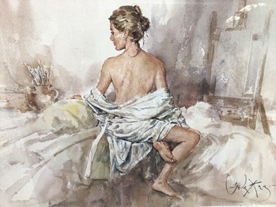 Lot 204 - Gordon King (b.1939) signed limited edition lithograph - Studio Pose, 72/295, with Washington Green blindstamp, 41cm x 54cm, in glazed gilt frame