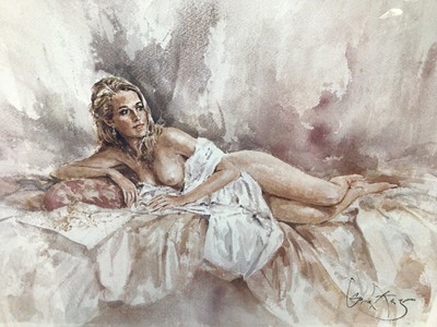 Lot 203 - Gordon King (b.1939) signed limited edition lithograph - Studio Look, 72/295, 41cm x 54cm, in glazed gilt frame