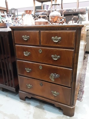Lot 982 - Harrods Queen Anne - style walnut television cabinet with rising false drawer front and drawer below on bracket feet