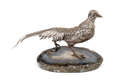 Lot 367 - Continental silver table ornament in the form of a hen pheasant.