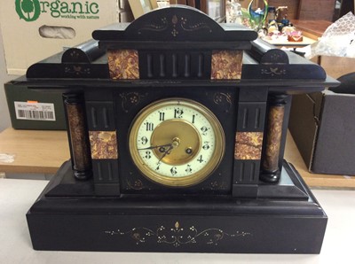 Lot 416 - Early 20th century mantle clock inset with marble panels and columns