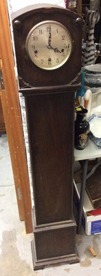 Lot 445 - Oak cased grandmother clock together with oak cased wall clock (2)
