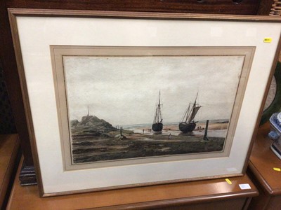 Lot 339 - Two watercolours - boat scene, rustic scene