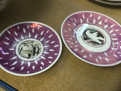 Lot 207 - Laura Knight for Foley, two lustreware dishes, the largest 8cm diameter, together with two outside painted lustre pieces and other lustreware, 19th / 20th century