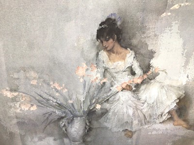 Lot 9 - William Russell Flint (1880-1969) limited edition colour print - 'Gladioli', 193/750, a copy of a related letter attached verso, with WRF blindstamp, 41cm x 45cm, in glazed gilt frame
