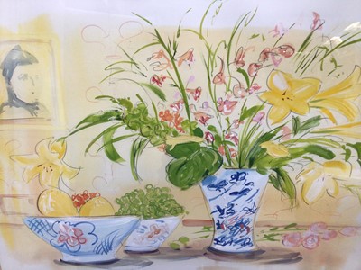 Lot 18 - Phil Johns, contemporary, pencil, watercolour and gouache - Summertime, signed and titled, 51cm x 63cm, in glazed gilt frame