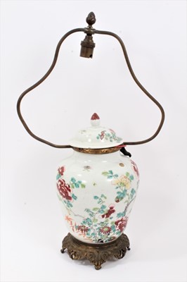 Lot 146 - 18th/19th century Chinese famille rose ormolu mounted lamp