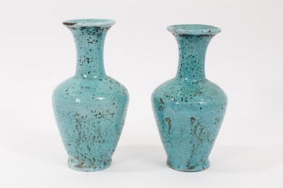 Lot 166 - Pair of Iznik turquoise glazed vases