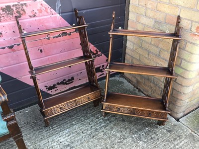 Lot 1011 - Pair Georgian -style mahogany hanging wall shelves