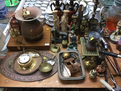 Lot 302 - Canteen of cutlery together with Victorian Deben Rowing club trophy, other metal ware, lamps and sundry items