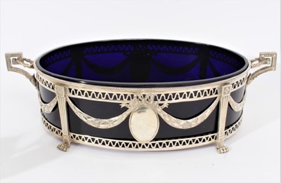 Lot 374 - Late 19th century German silver jardiniere of oval form.
