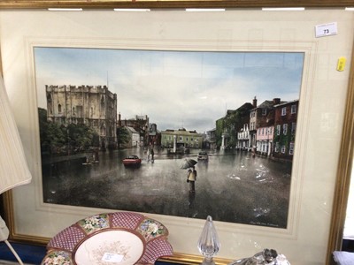 Lot 73 - Reg Siger watercolour of Angel Hill, Bury St. Edmunds, 58cm, x 37cm