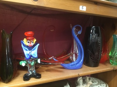 Lot 254 - Collection of art glass vessels and murano glass sculptures