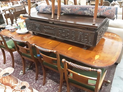 Lot 1015 - Georgian-style extending D end dining table and set 6 Regency-style dining chairs
