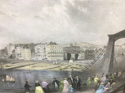 Lot 301 - 19th century hand coloured engraving after Prior - Brighton Pier, published by Robins, 24cm x 44cm, in glazed gilt frame