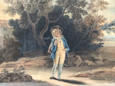 Lot 179 - R. Smirke, group of seven 19th century hand coloured engravings by Ogborn, Shakespeare, As you like it, published by Boydell, 43cm x 50cm, in glazed gilt frames