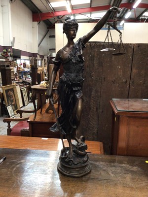 Lot 397 - Bronze figure of Justice after A Mayer, 52.5cm high