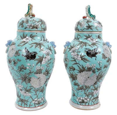 Lot 171 - Pair of Chinese turquoise vases