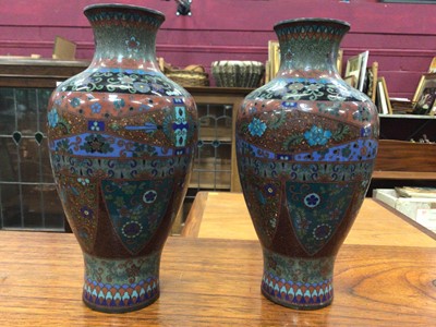Lot 577 - Pair of Cloisonne vases