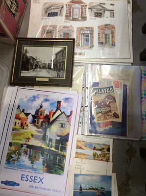 Lot 472 - One box of ephemera including unframed prints, railway related items etc