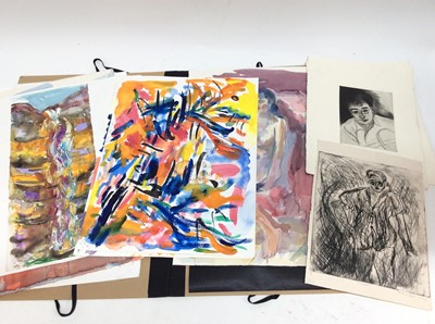 Lot 310 - Annelise Firth (b.1961) folio of watercolours and etchings- figures, flowers and abstract studies