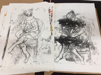 Lot 312 - Annelise Firth (b.1961) folio of monoprints and etchings- Girl with Fan etc