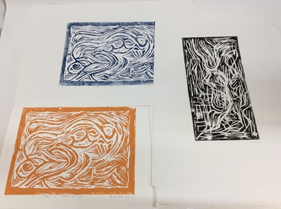 Lot 251 - Annelise Firth (b.1961) folio of linocuts- Woman in Shade and Light, and Snowfalls, Ingleton