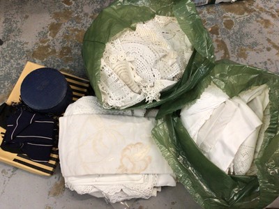 Lot 336 - Large quantity of textiles, mostly antique cotton, linen and lace