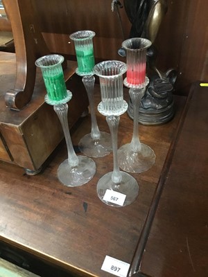 Lot 567 - Four Venetian glass candlesticks