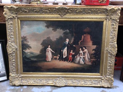 Lot 581 - Large Georgian-style print on canvas in gilt frame