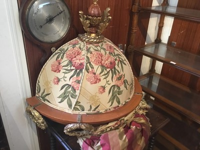 Lot 1053 - Victorian-style four poster bed  with turned columns , set of drapes and ornate bed canopy with drapes - formerly from The Lansdown Hotel London