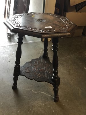 Lot 1056 - Edwardian oak octagonal two tier occasional table