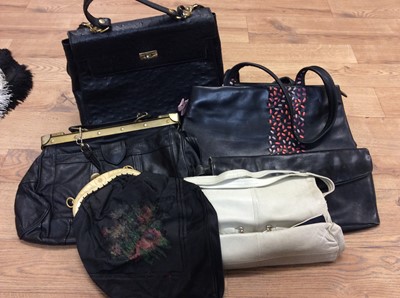 Lot 364 - Group handbags and vintage ostrich feather fans