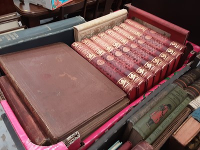 Lot 618 - Eight boxes of mixed old books and some decorative bindings to include Blackies History of England  8 volumes and The Scottish Nation 8 volumes