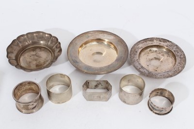 Lot 399 - Contemporary silver dish of circular form with wide rim (London 1969) Mappin & Webb, and other items