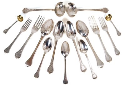 Lot 300 - Composite set of Victorian silver trefid pattern flatware, 54 pieces