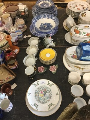 Lot 627 - Spode Italian pattern cake stand together with Karl Ens Bird, blue and white transfer printed ceramics and other items